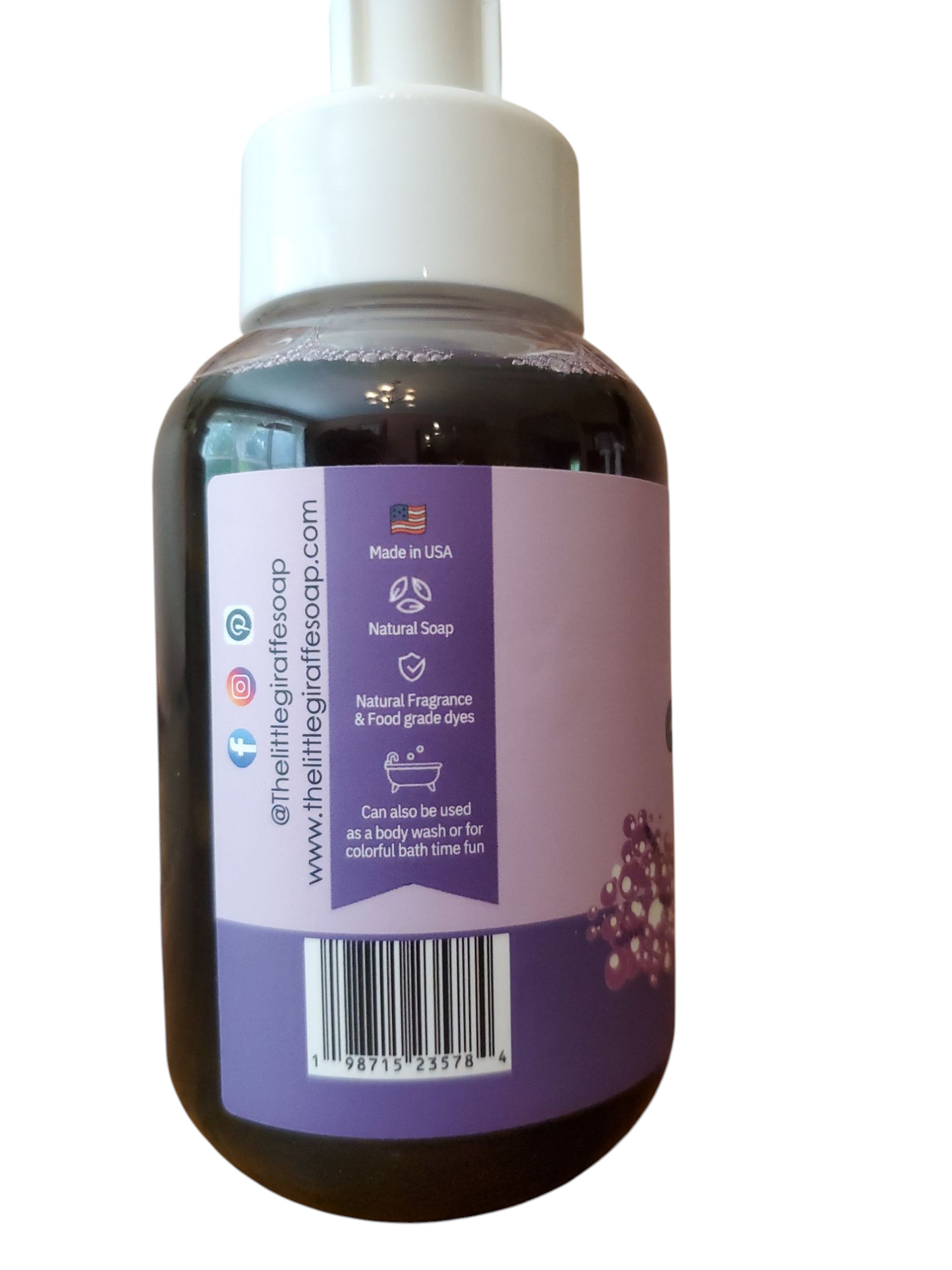 Non-toxic Colorful Foaming Hand Soap. Purple Foam/Lavender