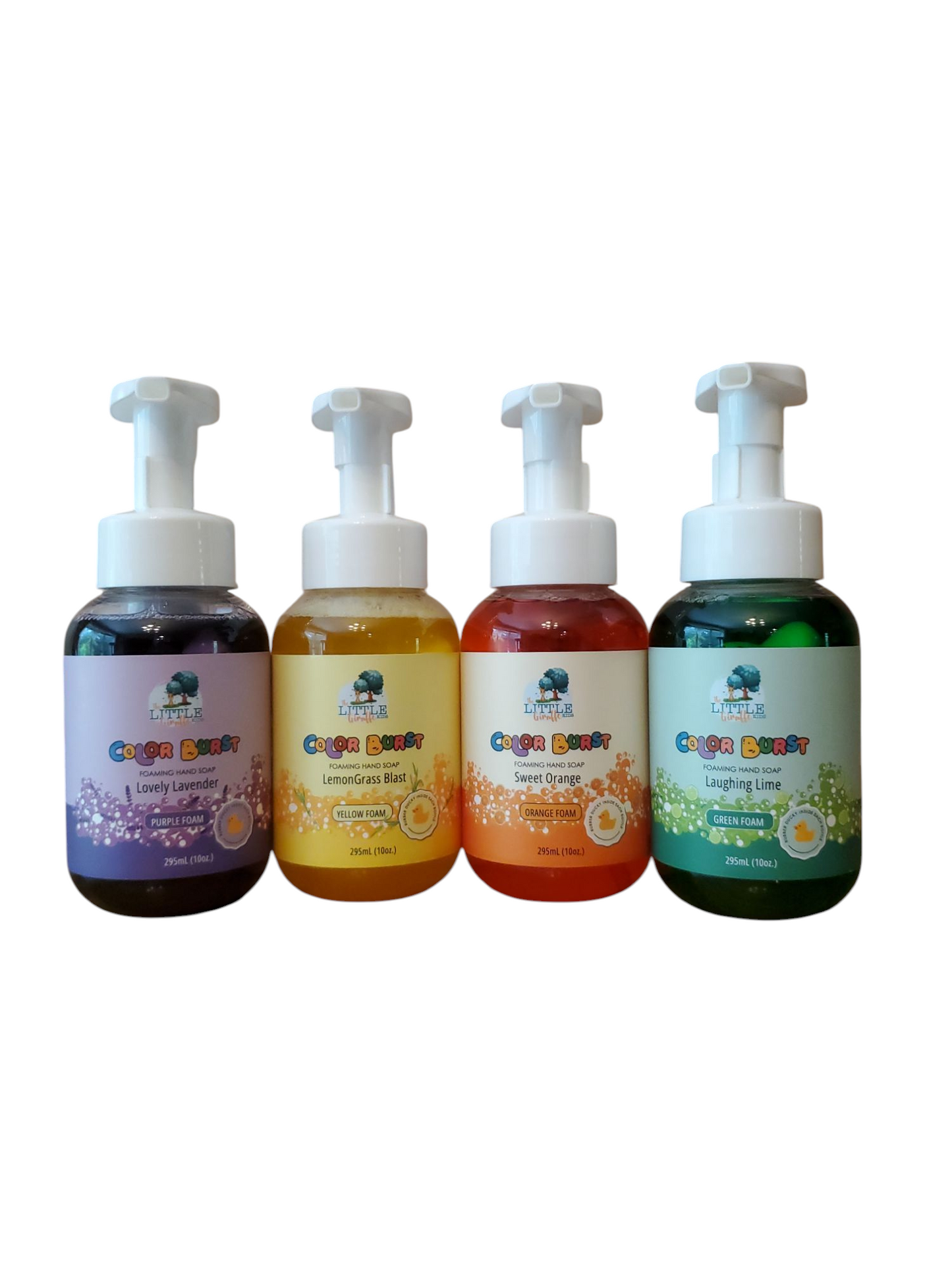 Rainbow collection. Four Pack. Lavender, Sweet Orange, Lime and Lemngrass Foaming Hand Soaps