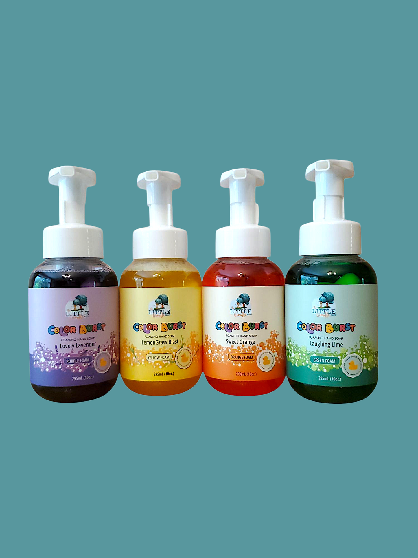 Rainbow collection. Four Pack. Lavender, Sweet Orange, Lime and Lemngrass Foaming Hand Soaps