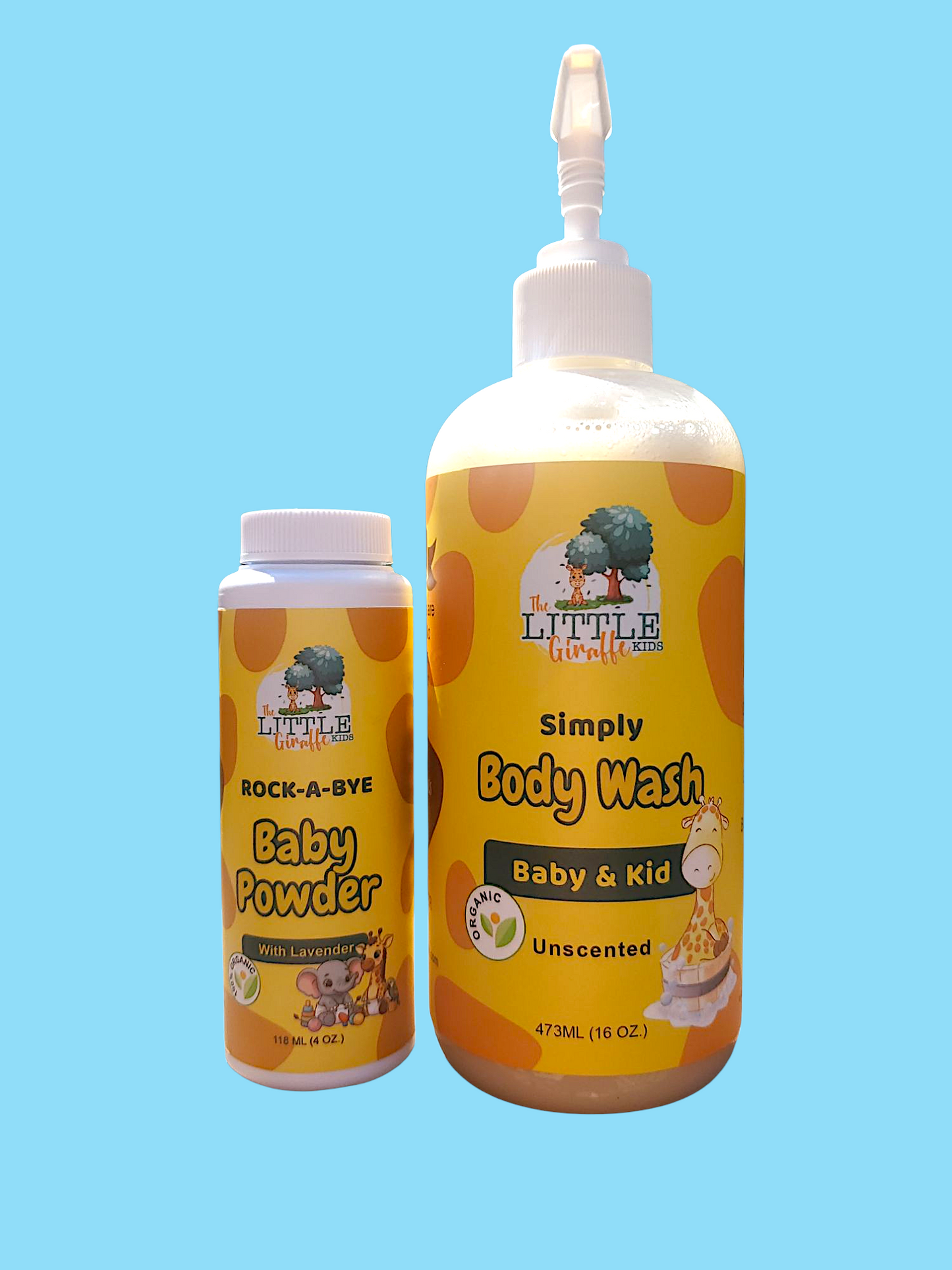 Talc free organic baby powder and Organic body wash combination pack