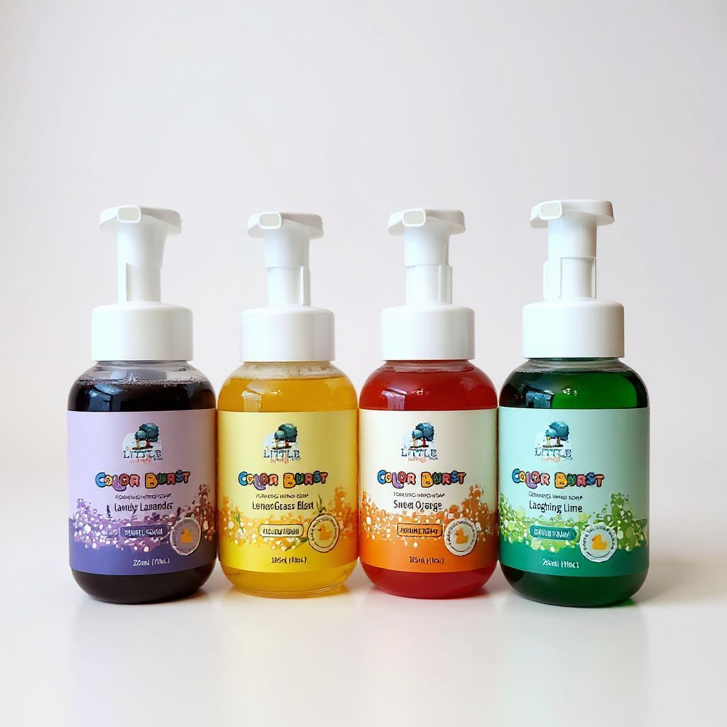 Rainbow collection. Four Pack. Lavender, Sweet Orange, Lime and Lemngrass Foaming Hand Soaps