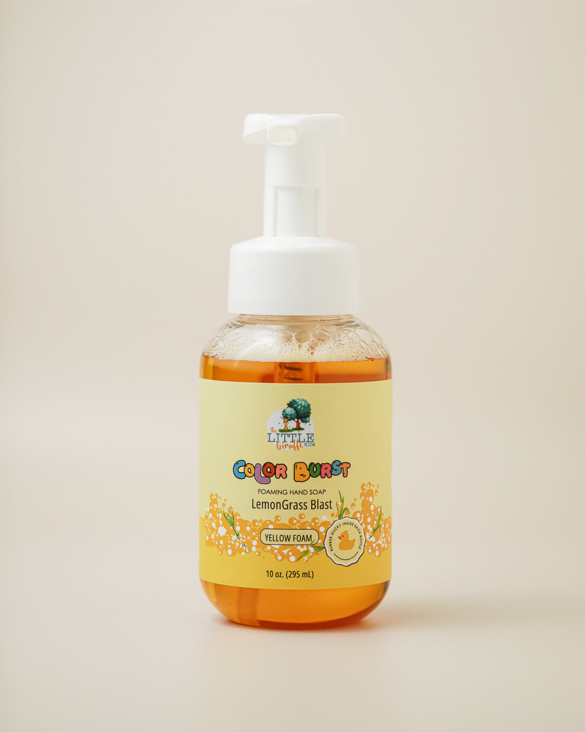 Non-Toxic, Colorful Foaming Hand Soap for Kids. Yellow Foam. Lemongrass Scented.