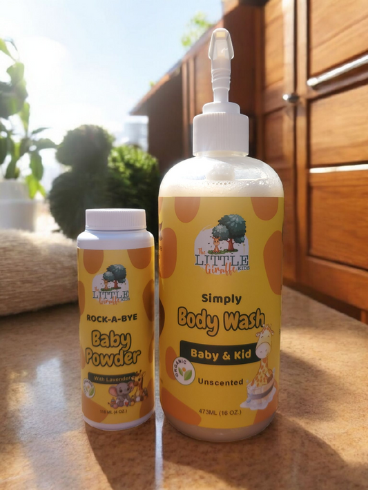 Herbal baby powder and Organic body wash combination pack