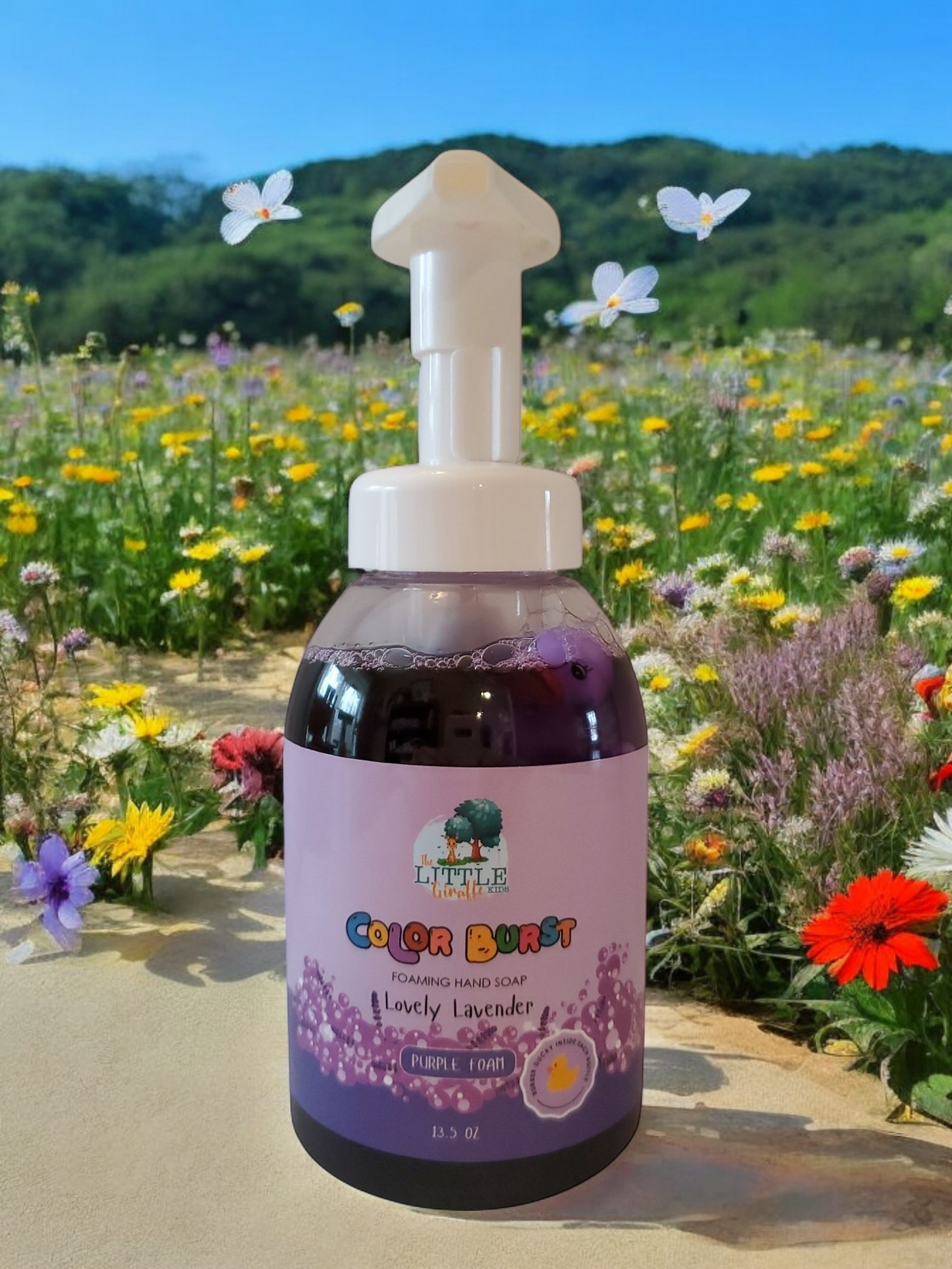 Organic, Colorful Foaming Hand Soap for Kids. Purple Foam. Lavender Fragrance.