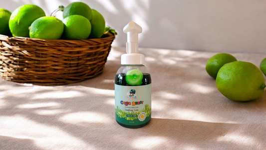 Organic, Colorful Foaming Hand Soap for Kids. Green Foam. Lime Fragrance.