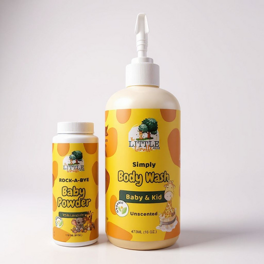 Talc free organic baby powder and Organic body wash combination pack