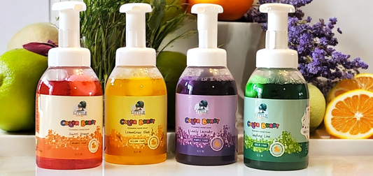 Rainbow collection. Four Pack. Lavender, Sweet Orange, Lime and Lemngrass Foaming Hand Soaps